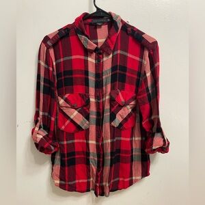 Sanctuary Red and Black Checkered Boyfriend Shirt
